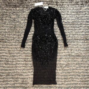 Elisabetta Franchi Italian Designer Embroidered Long Sleeve Dress, EUR 38